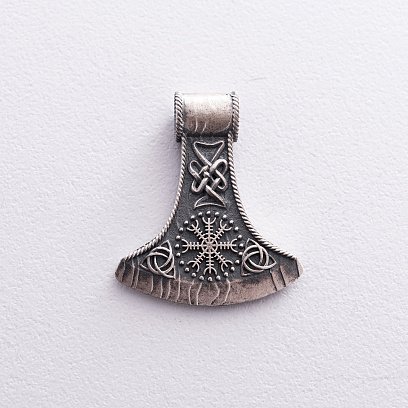 Серебряный кулон - топор "Шлем ужаса"  7044 №10