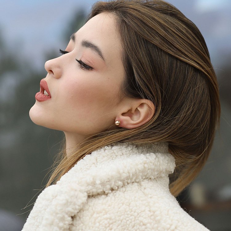 Сережки - пусети "Кульки" у червоному золоті (0.7 см) с06294 від ювелірного магазину Онікс - 2