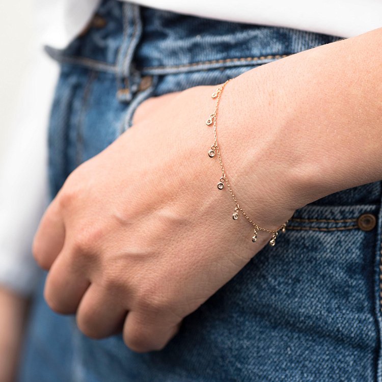 Золотой браслет с фианитами б03401 от ювелирного магазина Оникс - 3