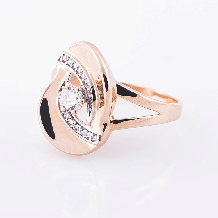 Золота каблучка (фіаніти) к04850 Золота каблучка (фіаніти) к04850 від ювелірного магазину Онікс