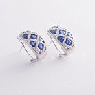 Золоті сережки з синіми сапфірами і діамантами doubs927 от ювелирного магазина Оникс