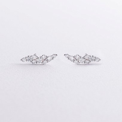 Серьги - пусеты "Carla" с фианитами (белое золото) с09129