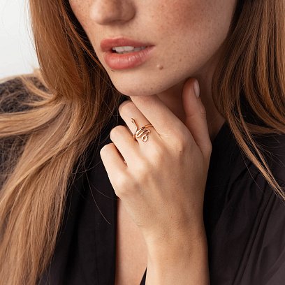 Каблучка "Змія" у червоному золоті к07091 №2