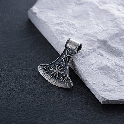 Серебряный кулон - топор "Шлем ужаса"  7044 №7