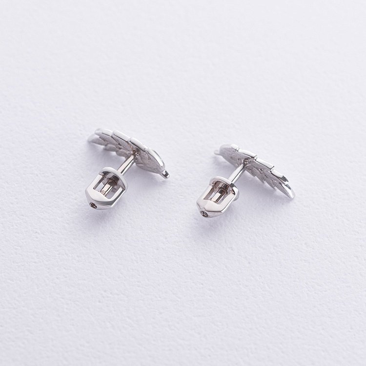 Сережки - пусети "Колоски пшениці" у білому золоті с08784 від ювелірного магазину Онікс - 2