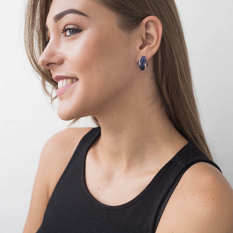 Золоті сережки з сапфірами і діамантами сб0069gm від ювелірного магазину Онікс - 4