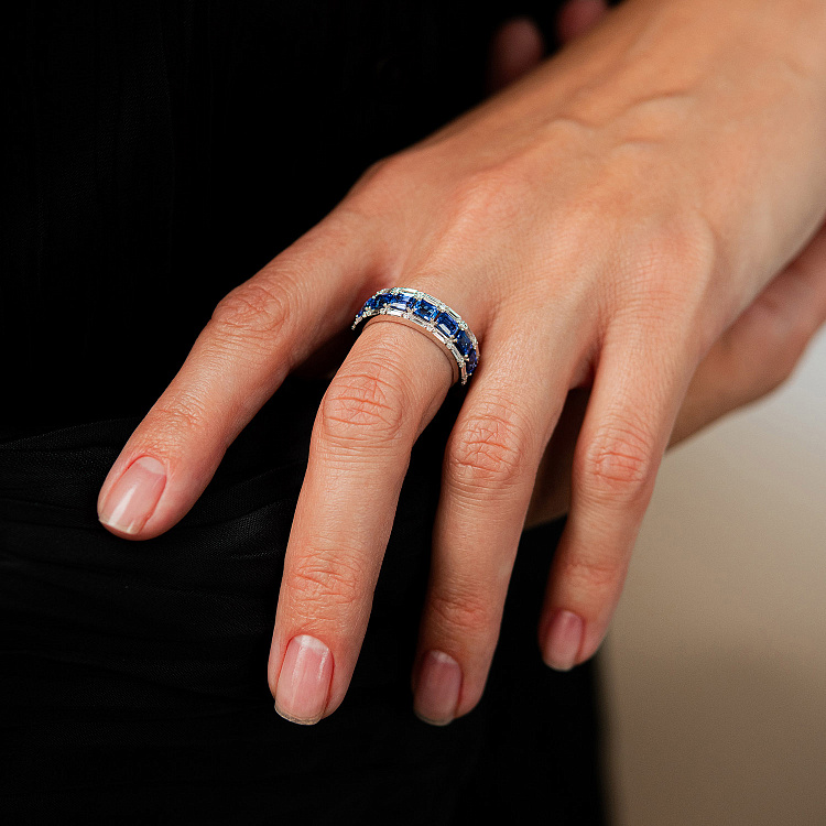 Золотое кольцо с бриллиантами и сапфирами кб0650rc от ювелирного магазина Оникс - 2