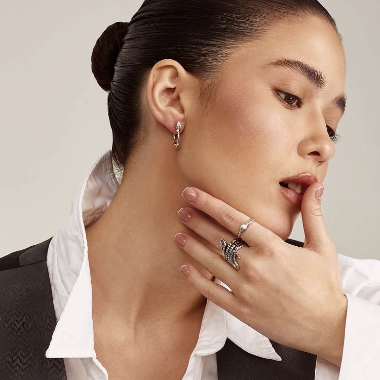 Срібні сережки "Змії" 123229 від ювелірного магазину Онікс - 4