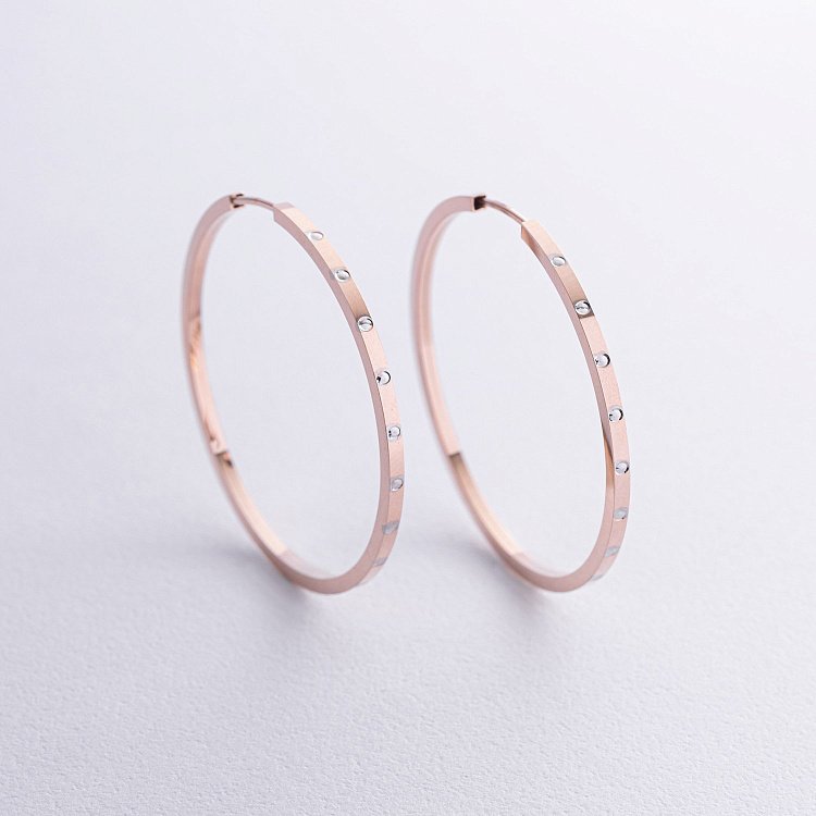 Сережки - кільця в червоному золоті с07411 від ювелірного магазину Онікс