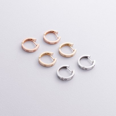 Серьги - кольца "Love" в красном золоте с09106 №3