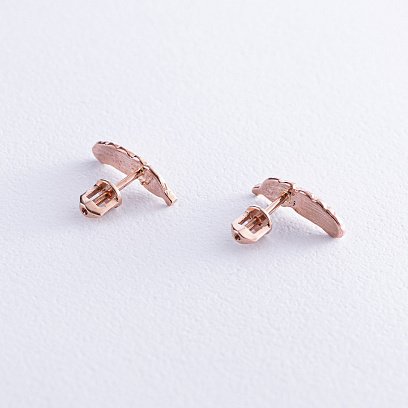 Золоті сережки - пусети "Пір'їнки" с07903 №5