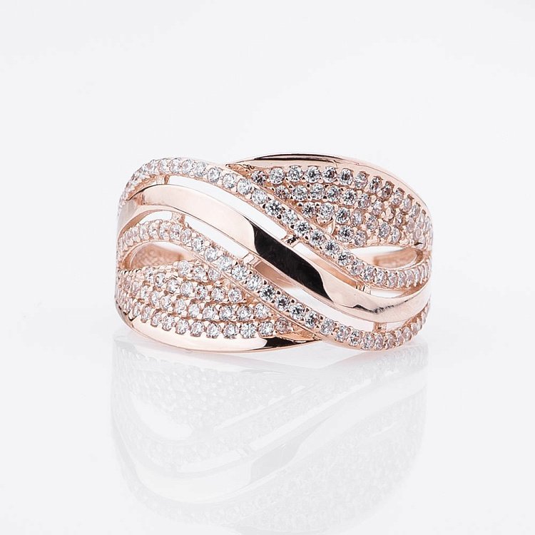 Эксклюзивное золотое кольцо с фианитами к04202 от ювелирного магазина Оникс - 1