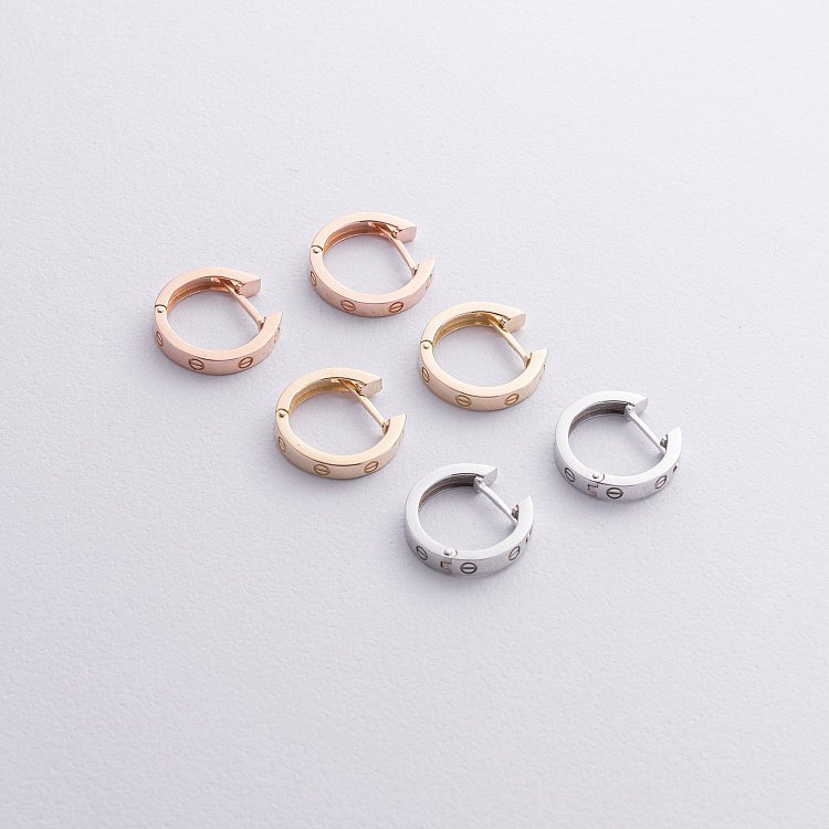 Серьги - кольца "Love" в красном золоте с09106 от ювелирного магазина Оникс - 2