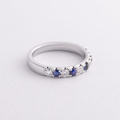 Золота каблучка з діамантами і сапфірами кб0589ri №2