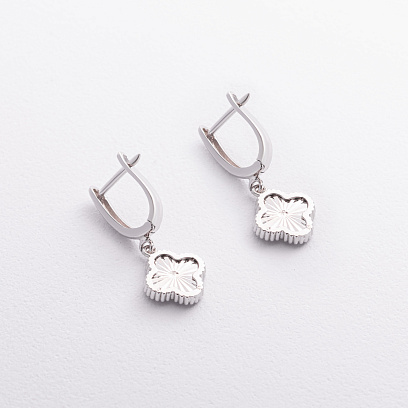 Серьги "Клевер" в белом золоте с09473 №2