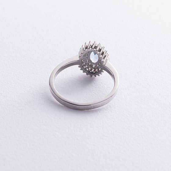 Серебряное кольцо с голубым топазом и фианитами GS-01-086-3010 №5