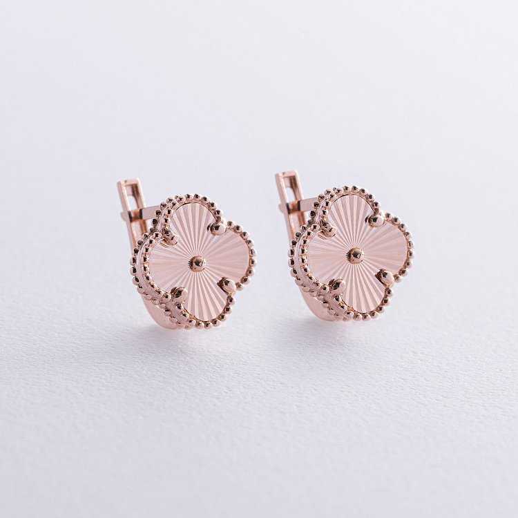 Серьги "Клевер" в красном золоте с08851 от ювелирного магазина Оникс