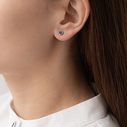 Золотые серьги-пусеты с сапфирами сб0293gl №2