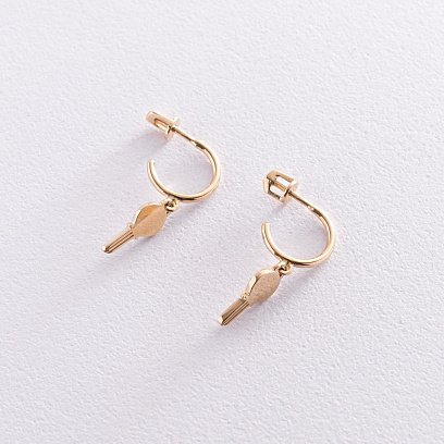 Золоті сережки - пусети "Ключики" с07394 №4