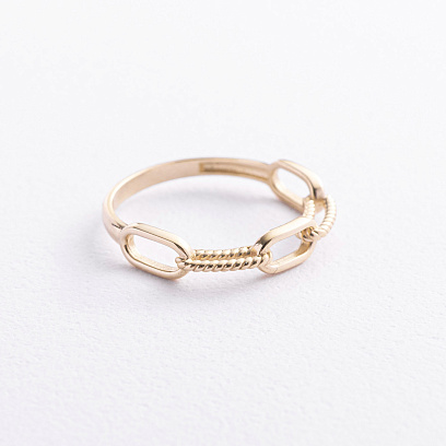 Каблучка "Ланцюжок" у жовтому золоті к08490 №2