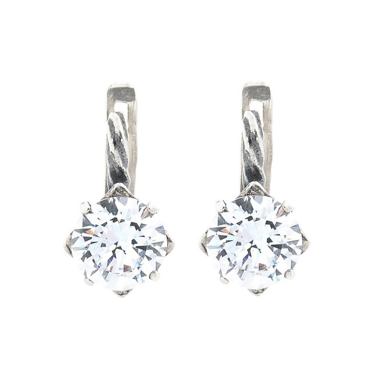 Серебряные серьги (фианит) 121271 от ювелирного магазина Оникс - 1