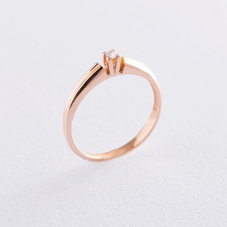 Золотое помолвочное кольцо с фианитом к05557 от ювелирного магазина Оникс