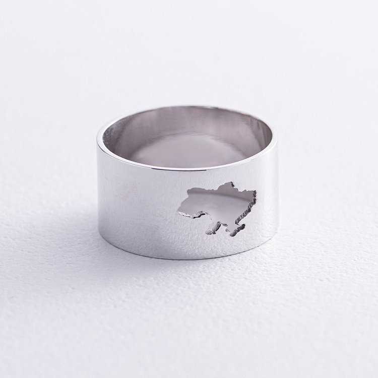 Кольцо "Моя Украина" в белом золоте к07040 от ювелирного магазина Оникс