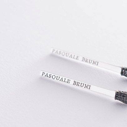 Золотые серьги "Спички" (черные фианиты) с06279 №3