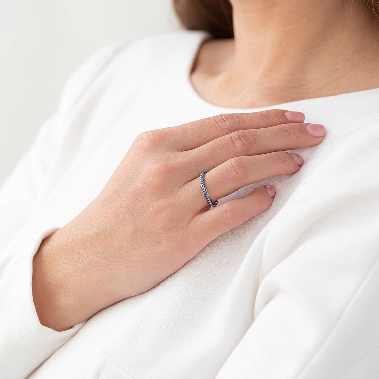 Золотое кольцо с синими сапфирами кб0244sth от ювелирного магазина Оникс - 1