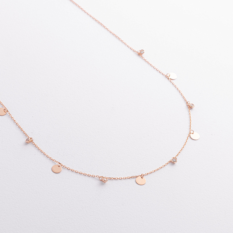 Кольє "Монетки" у червоному золоті (фіаніти) кол02624 від ювелірного магазину Онікс