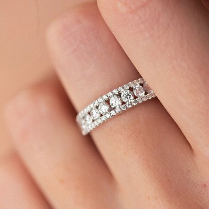 Кольцо в белом золоте с бриллианты кб0431nl №8