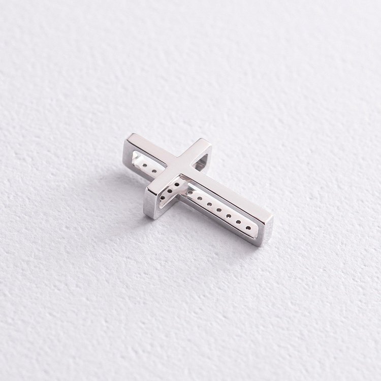 Крестик в белом золоте с бриллиантами 12311121 от ювелирного магазина Оникс - 1