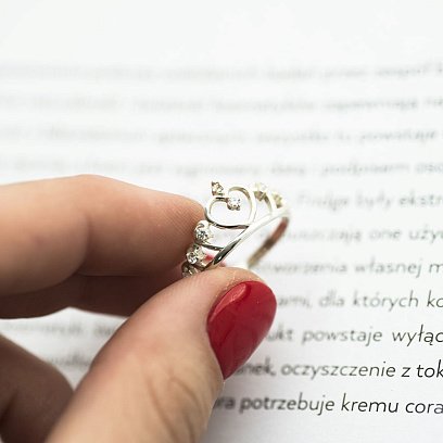 Золотое кольцо "Корона" с фианитами к04664 №5