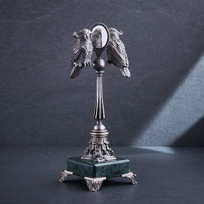 Серебряная фигура ручной работы "Попугайчики" сер00057