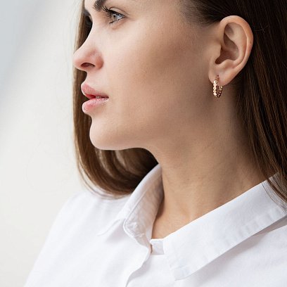 Сережки - пусети "Грані" в червоному золоті с07286 №4