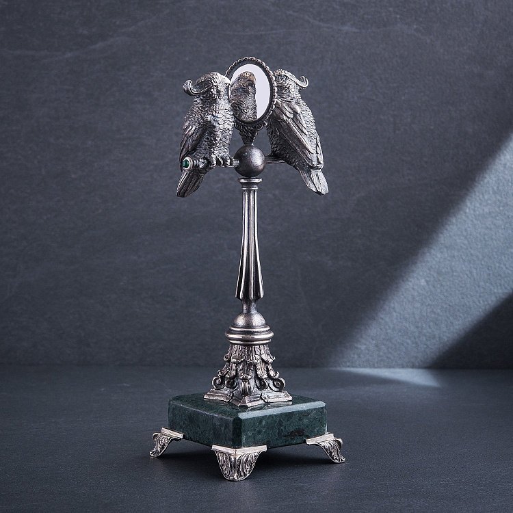 Серебряная фигура ручной работы "Попугайчики" сер00057 от ювелирного магазина Оникс