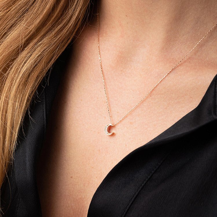 Колье "Луна" с фианитами (красное золото) кол02309 от ювелирного магазина Оникс - 3