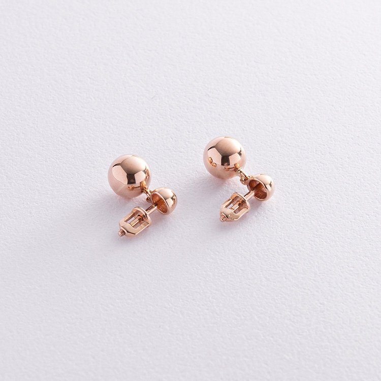 Серьги - пусеты "Margo" с шариками (красное золото) с08239 от ювелирного магазина Оникс - 2