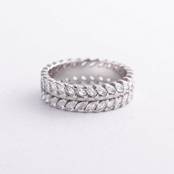 Серебряное кольцо "Колосок" с фианитами 10746 №3