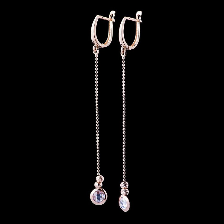 Золоті сережки з фіанітами с04568 від ювелірного магазину Онікс