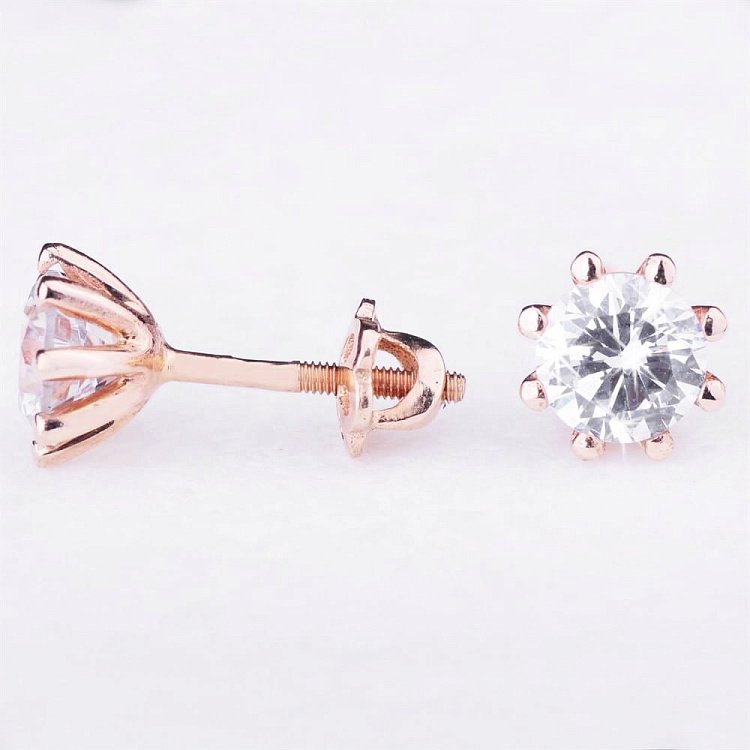 Сережки-пусети з фіанітами (7мм) с01443 від ювелірного магазину Онікс