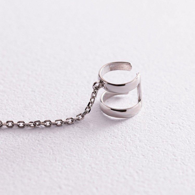 Серебряная серьга - каффа с фианитами 4998 от ювелирного магазина Оникс - 3