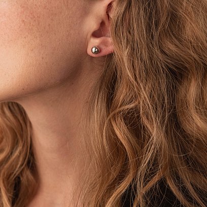 Серьги - пусеты "Шарики" в белом золоте (0.7 см) с08057 №2