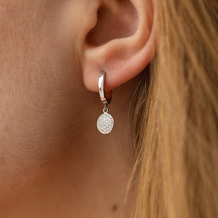 Сережки в білому золоті з діамантами 318461121 від ювелірного магазину Онікс - 3