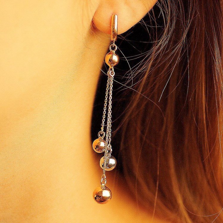 Золоті сережки з кульками с02418 від ювелірного магазину Онікс - 1