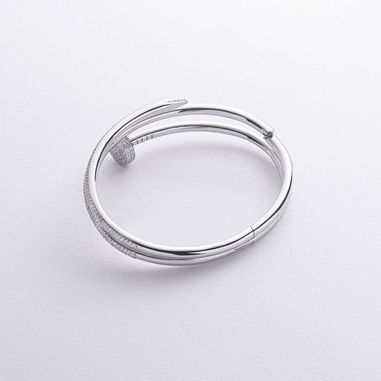 Жорсткий золотий браслет "Цвях" з діамантами бб0052м - 4 Жорсткий золотий браслет "Цвях" з діамантами бб0052м від ювелірного магазину Онікс - 4