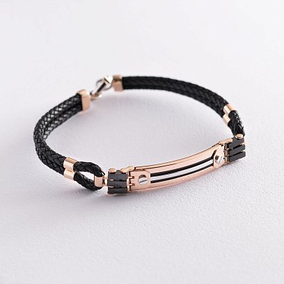 Каучуковий браслет з червоного золота (онікс, кераміка) б03984