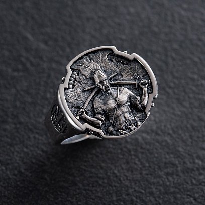 Мужская серебряная печатка "Український козак" 112704