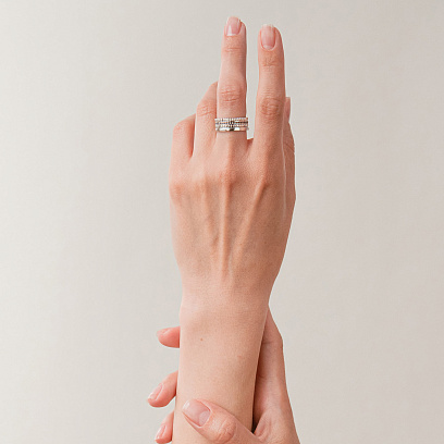 Золотое кольцо "Sharon" с черными фианитами к08301 №5