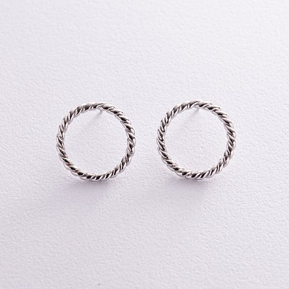 Сережки - пусети "Тріана" у білому золоті с08279 №4